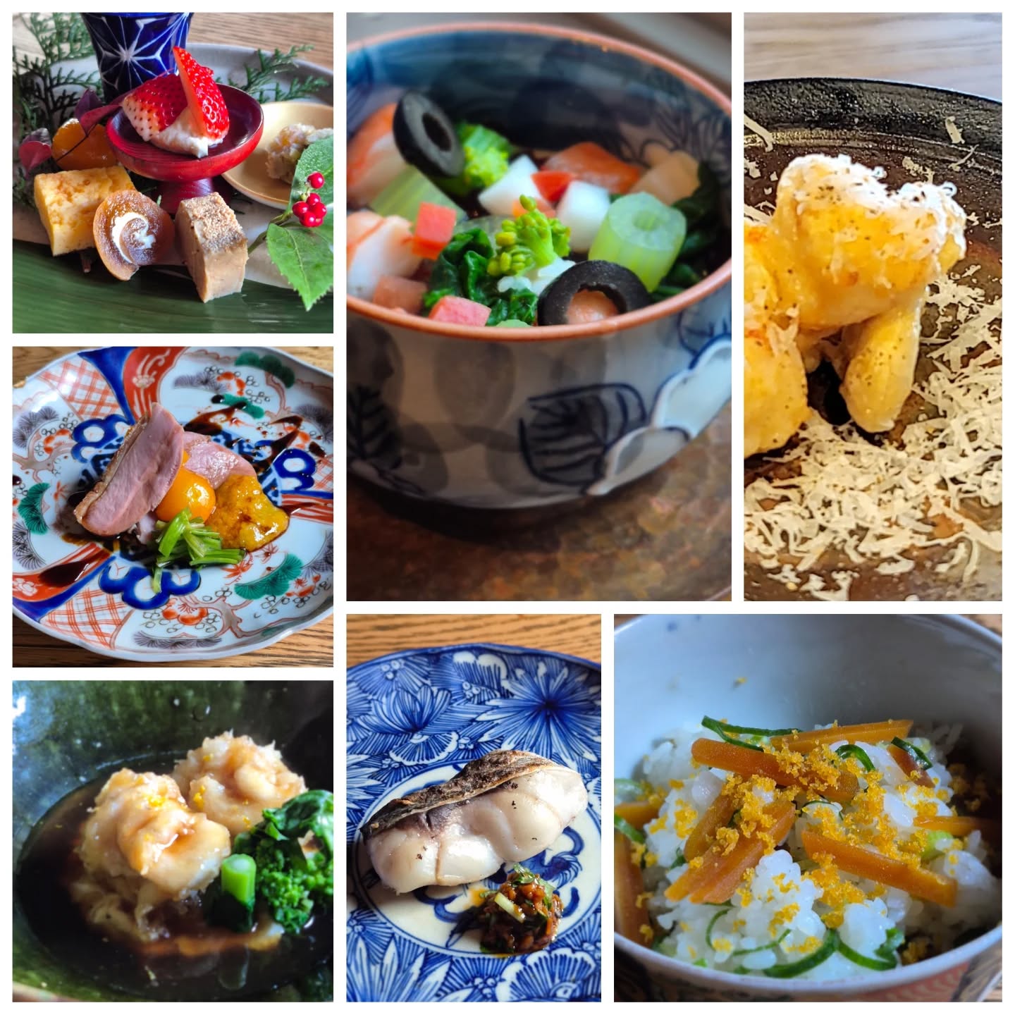 1月の献立(確定版)

【先付】春野菜サラダ仕立て　甘酒パンナコッ
　　　　タ　ポン酢ジュレ
【椀】　金時人参すりながし
【刺身】日替わり
【八寸】冬の酒菜いろいろ
【酒菜】里芋のり塩パルミジャーノ
【焼物】鱈酒盗焼き
【揚物】白子揚げ出し　鼈甲餡　カリフラワー
　　　　のピュレ
【酢物】蕪と柑橘
【肉】　合鴨と金柑
【〆】　カラスミ御飯
【甘味】水菓子

となりました
何卒よろしくお願いします

※※※※※※※※※※※※※※※※

浦和での両家顔合わせなど節目のお食事や接待
ご家族、友人のグループでのご利用にもおすすめです

ご予約はこちらからどうぞ
https://edisone.jp/agarifuji/

料理とお酒　あがりふじ

浦和区東仲町15-16 1階

定休日　月曜

営業時間
12:00〜23:00　※最終入店21:00
(12:00～17:00は２日前までにご予約お願いします)